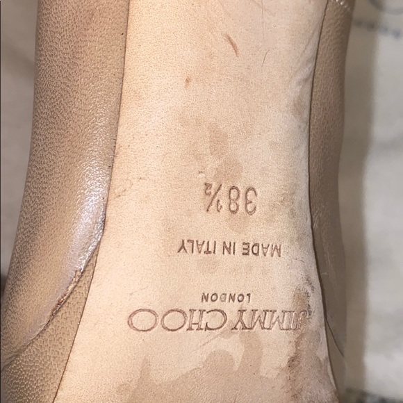 Jimmy Choo Nude Leather ‘Quiet’ Peep Toe Platform - Picture 5 of 10